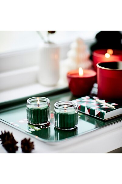IKEA VINTERFINT Scented candle in glass, Winter fir/green, 12 hr