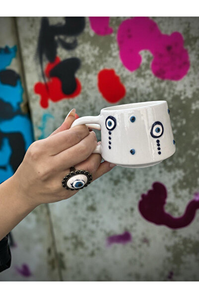 İlbay Çini Takı Cup Ring Drop Evil Eye