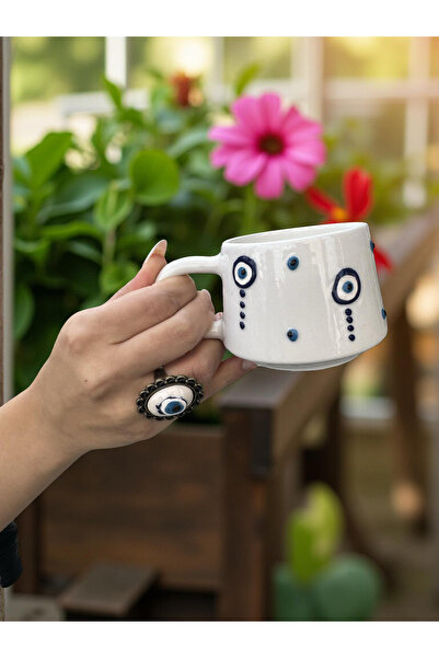 İlbay Çini Takı Cup Ring Set Drop Evil Eye