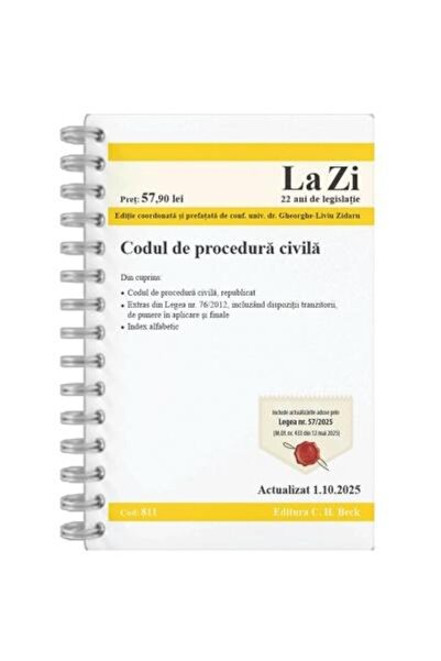 Editura CH Beck Codul de procedura civila. Cod 811. Actualizat la