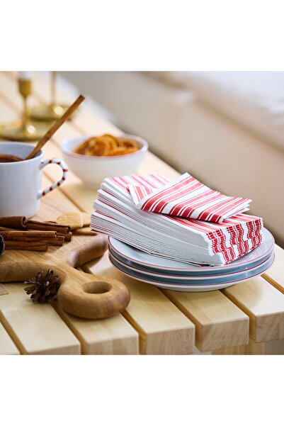 IKEA VINTERFINT Paper napkin, stripe pattern red/white, 38 x 38 cm