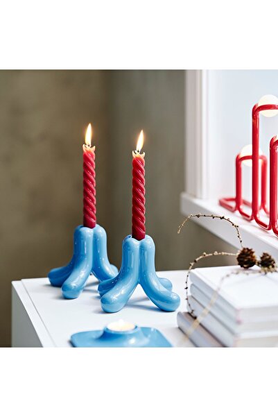 IKEA VINTERFINT Unscented taper candle, spiral red, 25 cm