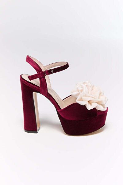 Nur Karaata Bloom Burgundy Heels