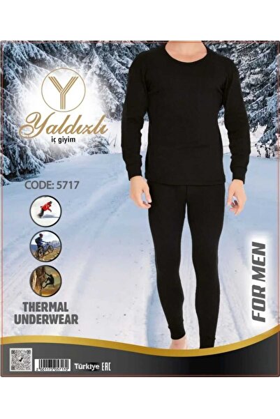 UFKSTORE Men's Black Thermal Bottom Top Set