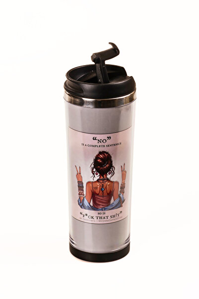 MUKKO HOME 360 ml Steel Thermos Mug – Coffee Lady Design, Steel Inner Chamber, Hot & Cold Beverage Cup