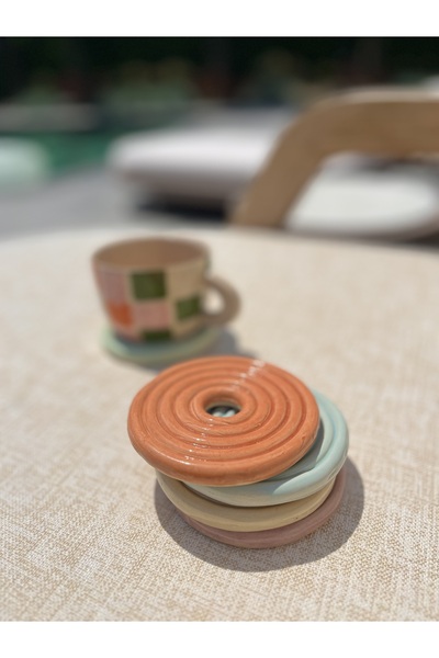 Me Gusta Home Orange Color Ceramic Lollipop Coaster