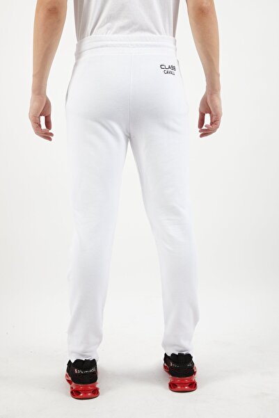 Cavalli Class Men Slim Fit Logo Print Sweatpants, White