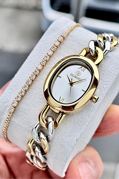 Homies Women's Wristwatch with Chain Steel Band Small Case Gift Box Bracelet Gift.Hmzk9747341