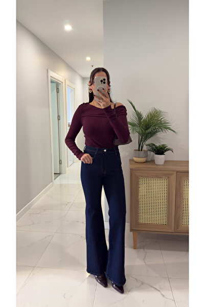 BİRCANÇİL Lumiy Dark Blue İspanyol Paça Jean