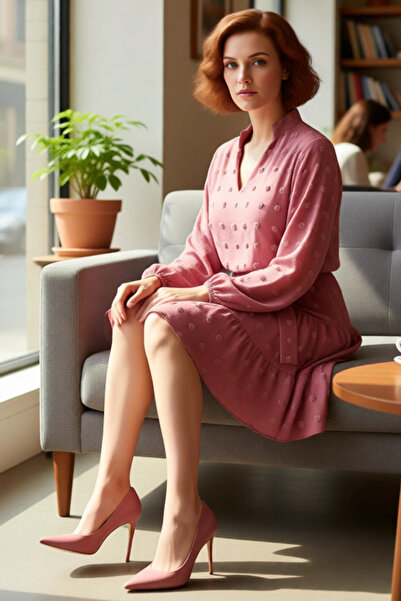 PayBuy Γυναικείο μίνι φόρεμα με υφή μπορντό με λαιμόκοψη σε σχήμα V για την άνοιξη και το φθινόπωρο Κομψή επιλογή σε μεγάλο μέγεθος.