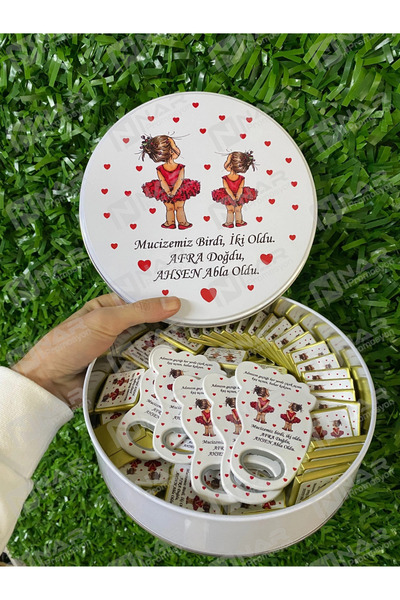 Nar Promosyon Baskılı Çikolata - Metal Kutulu, 50 Adet Her Biri Baskılı Madlen Çikolata - Nar Pro