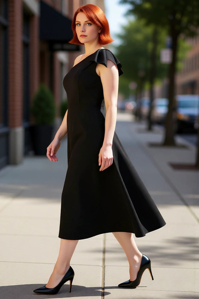 PayBuy Rochie midi bodycon pentru femei de mărime mare, cu un singur umăr, gu...