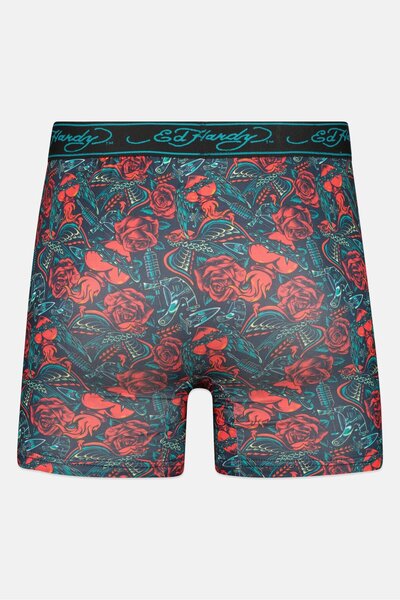 Ed Hardy Men 4Pcs Allover Print Boxer Briefs, Black Combo