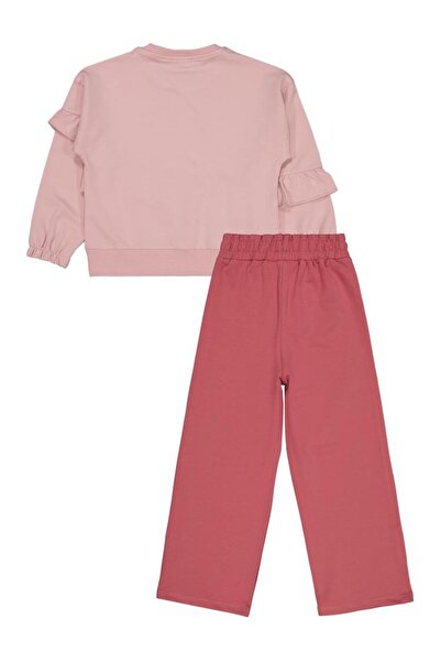 Civil Girls 6-9 Years Old Tracksuit Set with Ruffles on the Front - Pink8-9 Years Old