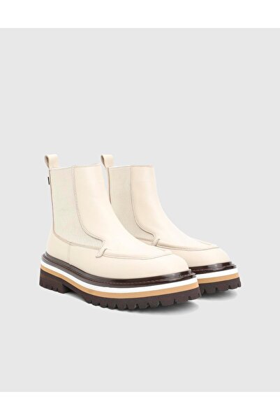 İLVİ Jones Genuine Leather Cream Women's Boots