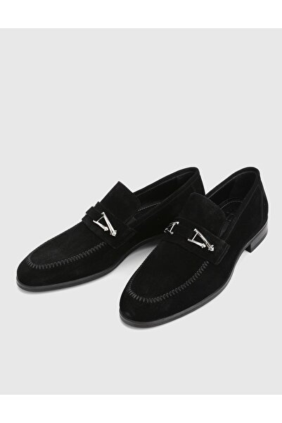 İLVİ Mile Genuine Suede Leather Black Men's Classic Shoes
