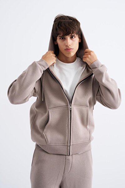 Machinist oversized τσέπες με φερμουάρ με κουκούλα Basic φούτερ ICE GREY