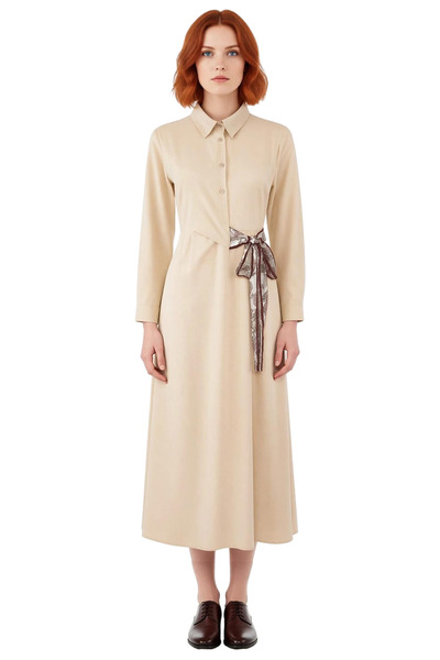 PayBuy Cămașă țesătă pentru femei Rochie maxi cu guler Detaliu eșarfă A Line croială Office & Casual Elegantă Calitate