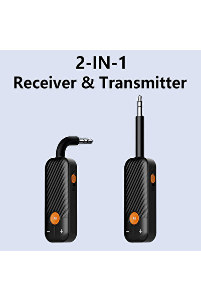 AdyMel Bluetooth 5.2 Adapter, flexible 3.5 mm jack, Audio Receiver & Transmitter - Black