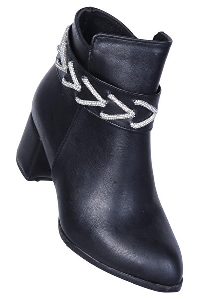 Ayakcenter Botine cu toc de 7 cm pentru femei By14 Black Moonlight