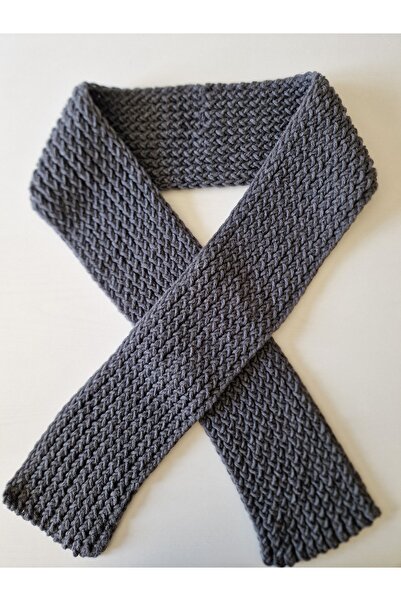 Hobi Kafe Hand Knitted Dark Gray Color Adult Scarf