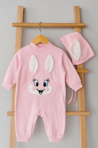 Arı Bebe Baby Girl Plush Rabbit Combed Cotton Jumpsuit