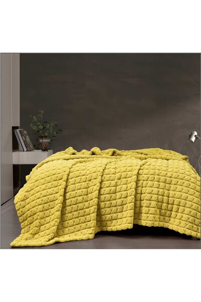 Alhabib bedding Frenzy Double Faux Fur Blanket Yellow 220 x 240 cm