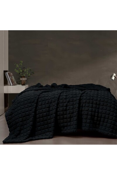 Alhabib bedding Frenzy Double Faux Fur Blanket Black 220 x 240 cm