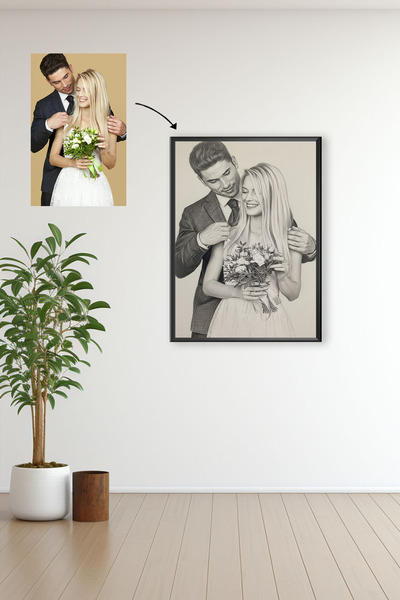 HİNA Kişiye Özel Kara Kalem Stil Çerçeve, Kara Kalem Görünümlü Lamine Çerçeve...