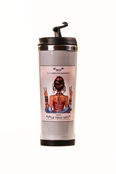 MUKKO HOME 360 ml Steel Thermos Mug – Coffee Lady Design, Steel Inner Chamber, Hot & Cold Beverage Cup