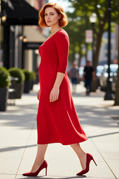 PayBuy Elegantă, cu decolteu în formă de piscină, mâneci trei sferturi, rochi...