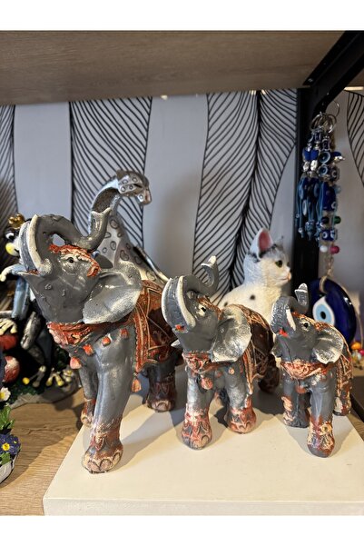 Atak Hediyelik Dekoratif 3’lü jumbo bereket fil seti biblo polyester