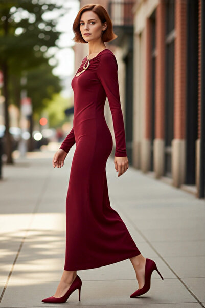 PayBuy Bodycon pentru femei croială Rochie maxi cu mâneci lungi cu detalii ac...