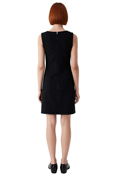 PayBuy Women's Sleeveless a Line Cutout Eyelet Tie Detail Mini Denim Dress 100% Cotton Comfortable Stylish