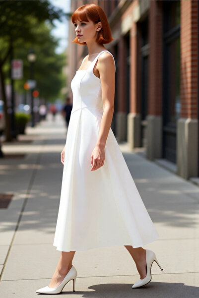 PayBuy Γυναικείο φόρεμα κοκτέιλ με τετράγωνο λαιμόκοψη, με χοντρά λουράκια, σ...