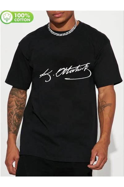 CLASİVA M Kemal Signature Visual, Modern Design, Custom B Printed Unisex O Oversized Crew Neck T-Shirt