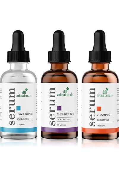 aitnaturals Anti-Aging Serum Set (Each 30ml) | Trio of Vitamin C, Retinol & H...