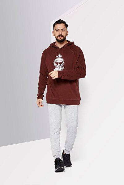 Karl Lagerfeld Men Hooded Long Sleeve Graphic Sweatshirt, Brown