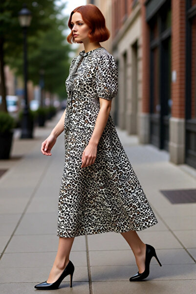 PayBuy Women's Animal Patterned Multi-Colored Viscose Fabric A-Line Maxi Length Casual Dress Quality Stylish Comfortable