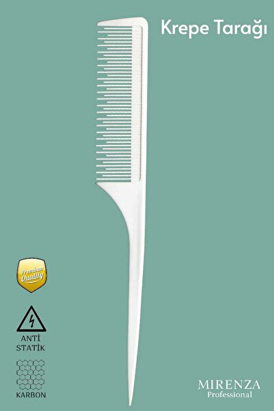 mirenza cosmetic Nano Beyaz Krepe Tarağı - Profesyonel Yüksek Kalite - Antist...