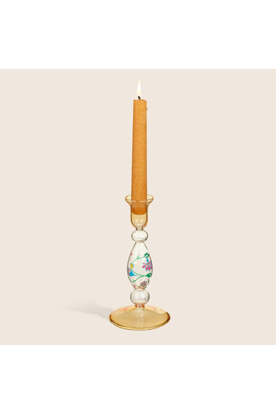 Zsa Zsa Zsu Henan Borosilikat Cam Şamdan 18 Cm Sarı