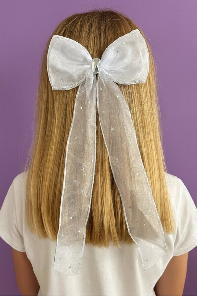 TAKIŞTIR White Color Star Detailed Stoned Ribbon Vending Machine Buckle