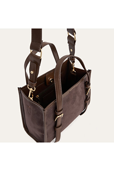 Mudo Suede Look Belted Shoulder Bag