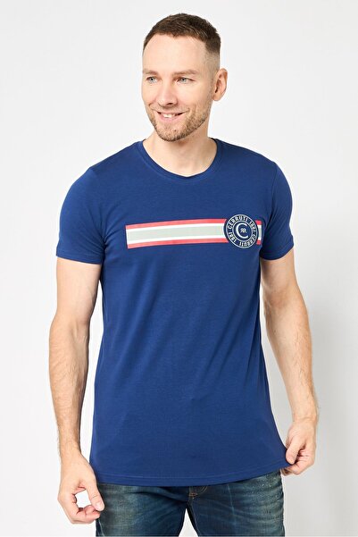 Cerruti 1881 تي شيرت رجالي بشعار العلامة التجارية بأكمام قصيرة ورقبة دائرية، ...