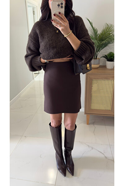 BİRCANÇİL Tosla Brown Short Skirt