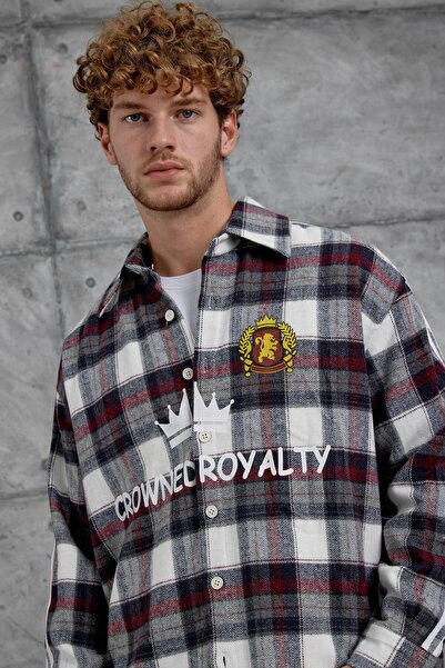 NOMARC Синя смугаста картата oversize сорочка