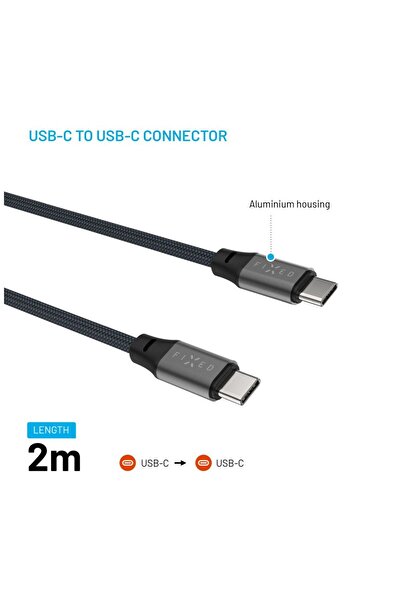 Other FIXED Magnetic Braided Cable USB-C/USB-C, 2m, USB 2.0, 240W, gray