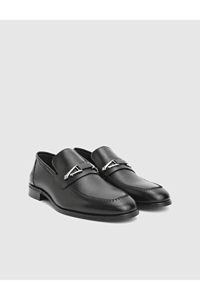 İLVİ Mile Genuine Floater Leather Black Men's Classic Shoes