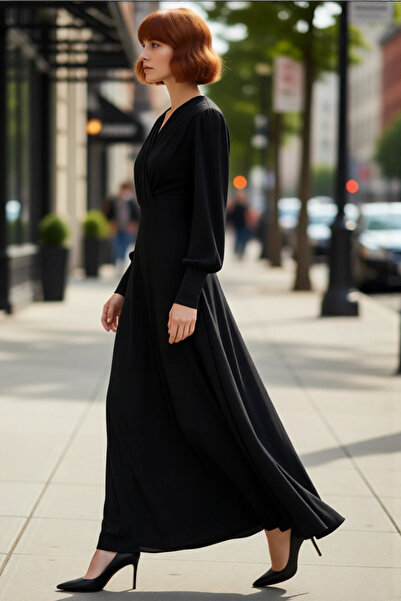 PayBuy Rochia Maxi Ö din material subțire cu mâneci cu balon K decolteu petre...