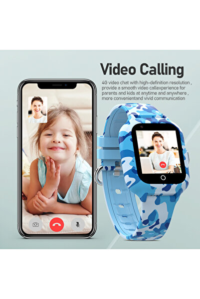 SMART TabbyBoo Ceas smartwatch GPS copii 4G Camouflage, 1.4 inch, Albastru